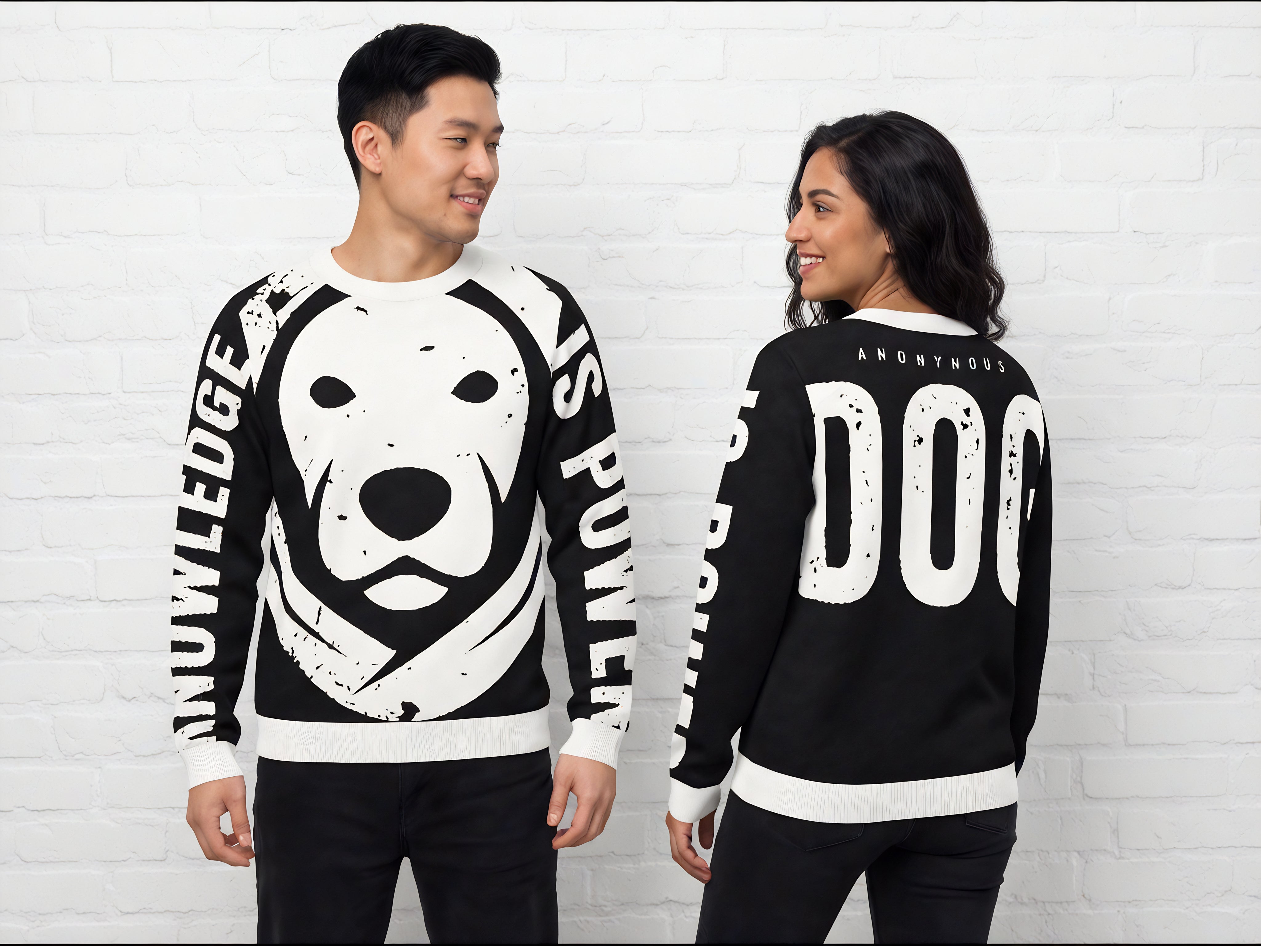 Anonymous Dog™ Unisex Knit Crewneck Sweater | Soft Minimal Statement L