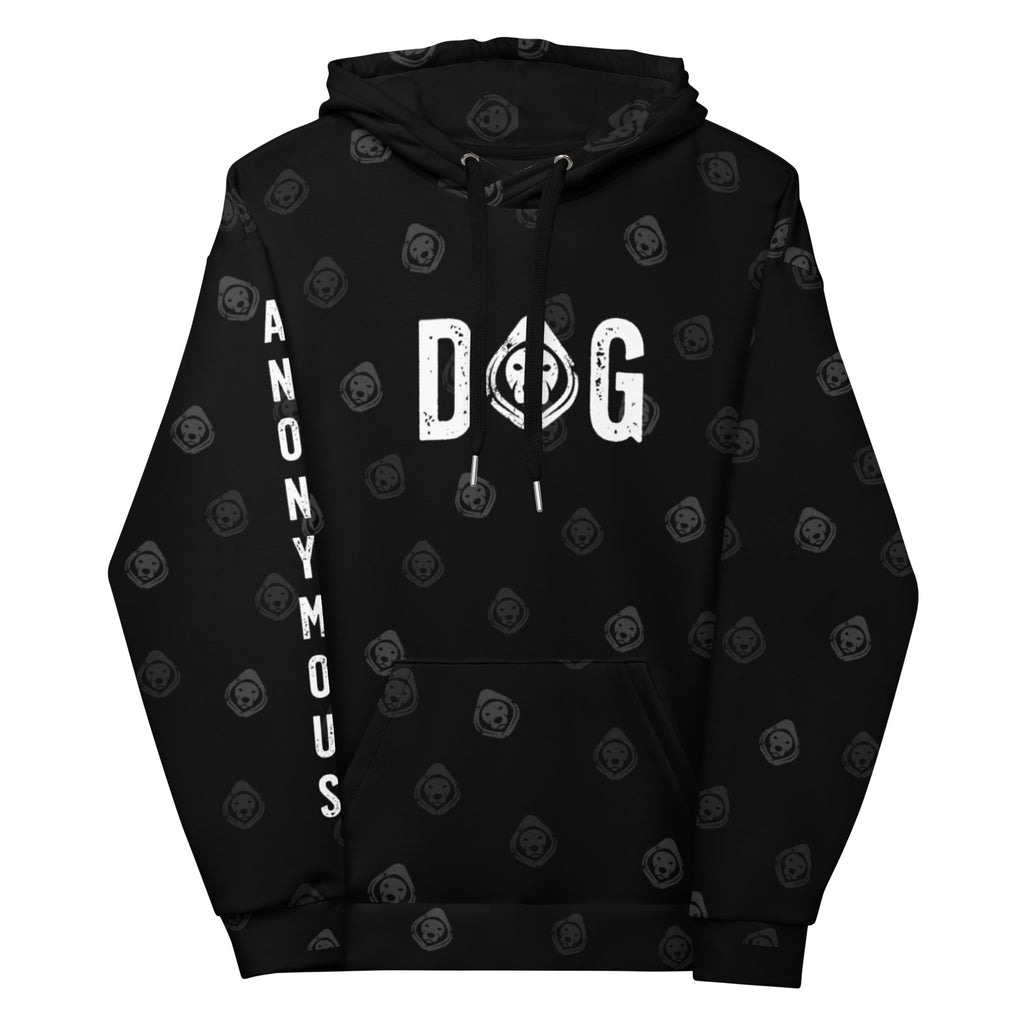 DOG All-Over Print Recycled Unisex Hoodie – Soft Fleece, Bold Streetwear