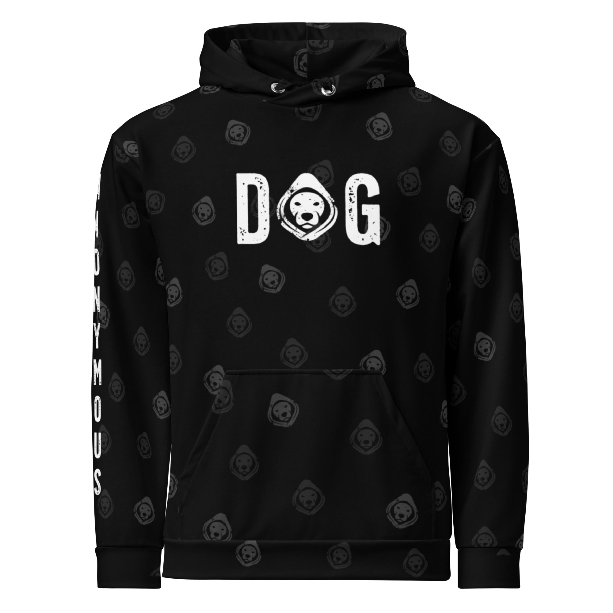 DOG All-Over Print Recycled Unisex Hoodie – Soft Fleece, Bold Streetwear
