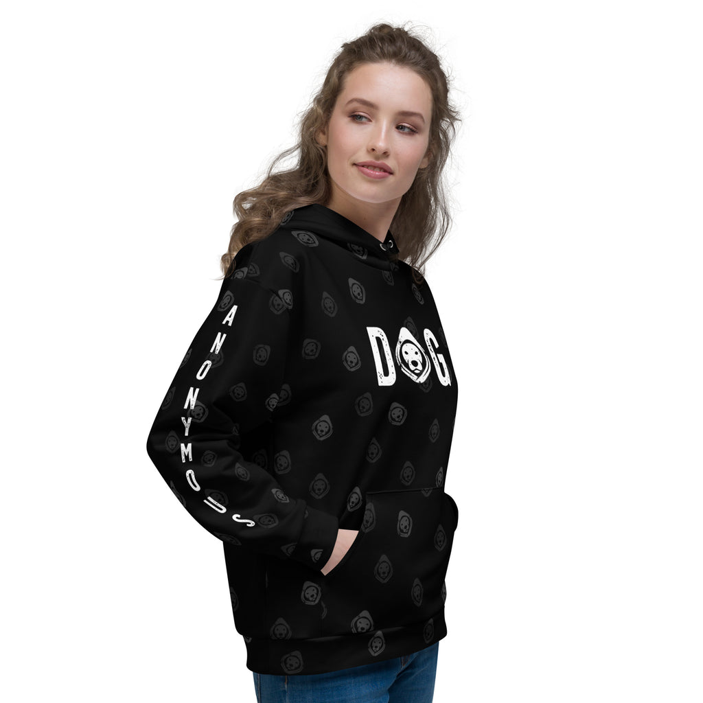 DOG All-Over Print Recycled Unisex Hoodie – Soft Fleece, Bold Streetwear