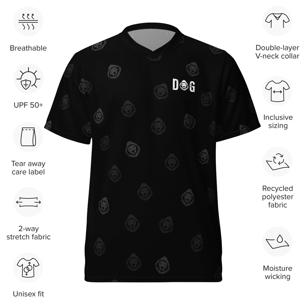 DOG Anonymous Blackout Sports Jersey – Moisture-Wicking, UPF50+, Recycled Polyester, Unisex V-Neck Performance Shirt