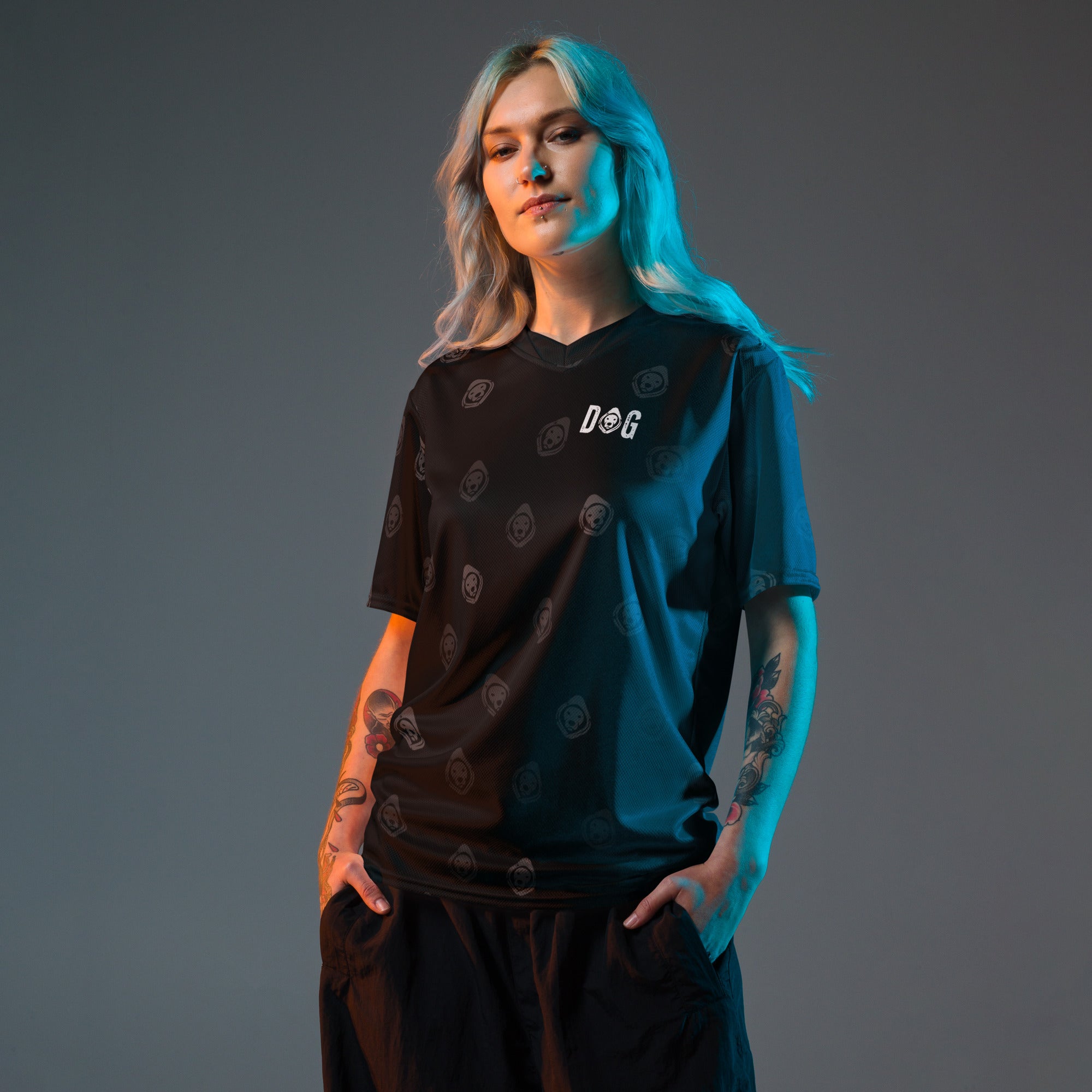 DOG Anonymous Blackout Sports Jersey – Moisture-Wicking, UPF50+, Recycled Polyester, Unisex V-Neck Performance Shirt