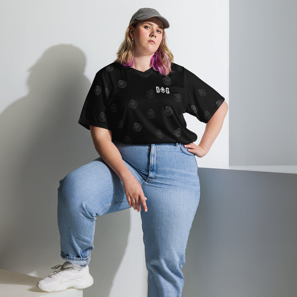 DOG Anonymous Blackout Sports Jersey – Moisture-Wicking, UPF50+, Recycled Polyester, Unisex V-Neck Performance Shirt