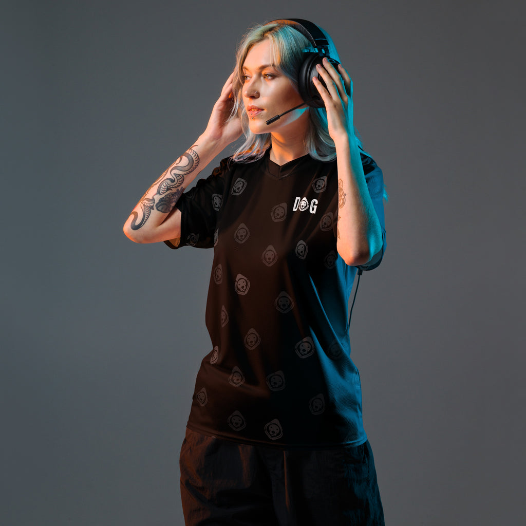 DOG Anonymous Blackout Sports Jersey – Moisture-Wicking, UPF50+, Recycled Polyester, Unisex V-Neck Performance Shirt