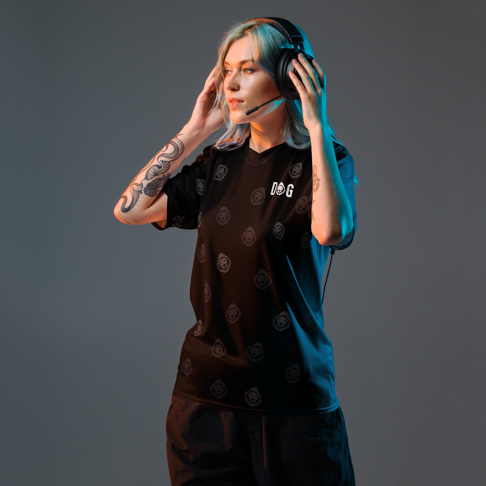 DOG Anonymous Blackout Sports Jersey – Moisture-Wicking, UPF50+, Recycled Polyester, Unisex V-Neck Performance Shirt